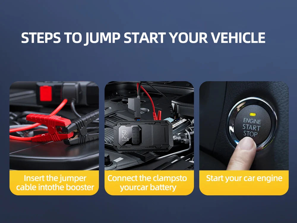 Heavy-Duty 4-in-1 Car Jump Starter with Air Pump and Power Bank