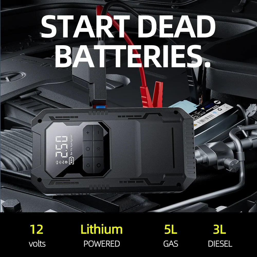 Heavy-Duty 4-in-1 Car Jump Starter with Air Pump and Power Bank
