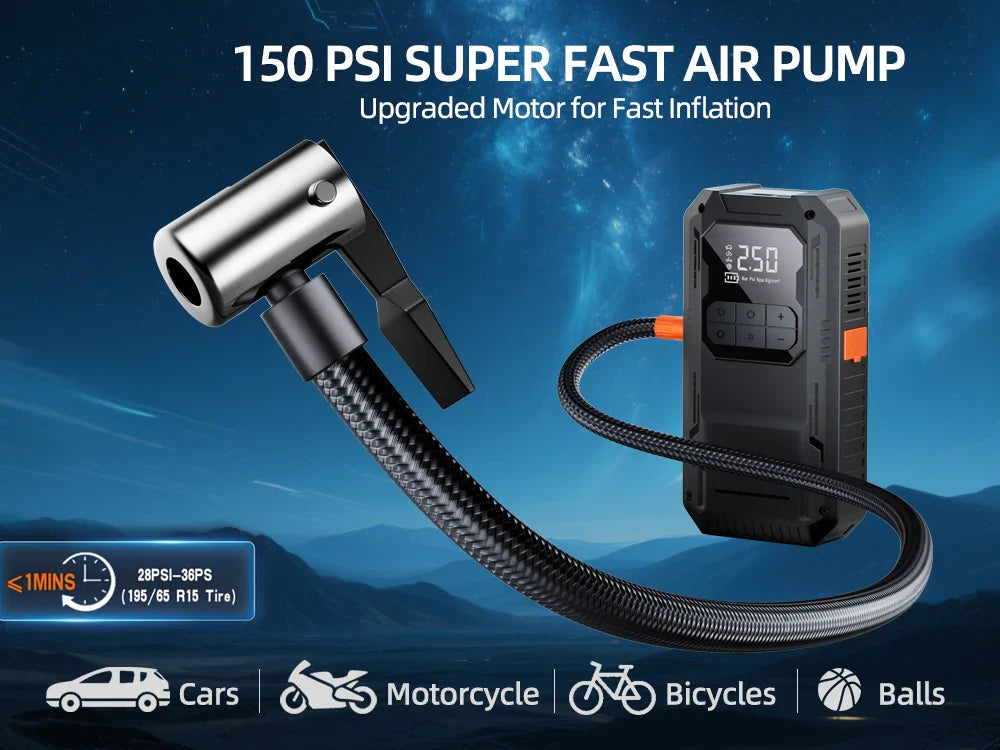 Heavy-Duty 4-in-1 Car Jump Starter with Air Pump and Power Bank